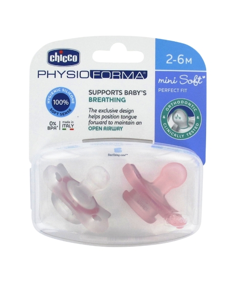 Chicco Chupete Physioforma mini soft rosa 2-6 M 2 uds